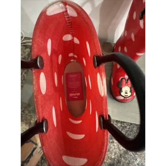 MINNIE MOUSE Rain Boots Girl’s Size 9 Disney Junior Red And White Polka Dot - Picture 5 of 15